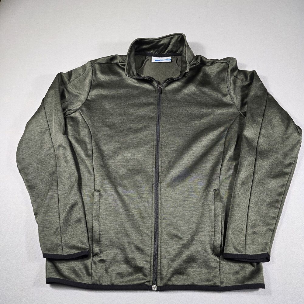 Mondetta Men's Full Zip Jacket Size Medium Forest Green Mock Neck Zip Pockets